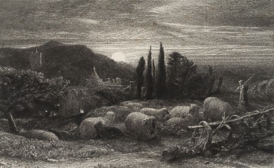Lot 98 - Palmer (Samuel, 1805-1881). The Rising Moon (An English Pastoral), 1855