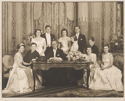Lot 77 - Kennedy Family Portrait. A portrait of 11 members of the Kennedy family, by Marcus Adams, 1939