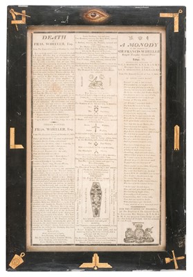 Lot 184 - Memento Mori. Irish Broadside on the death of three Masons, 1820