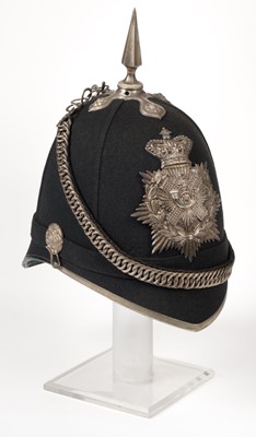 Lot 473 - Lanark Rifle Volunteers. A Victorian officer's home service blue cloth helmet
