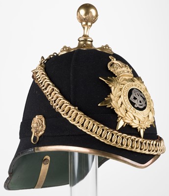 Lot 482 - Royal Army Service Corps. An Edward VII officers' home service blue cloth helmet