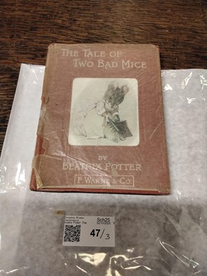 Lot 47 - Potter (Beatrix). The Tale of Two Bad Mice, 1st American edition, 1908, & 2 others, in glassine