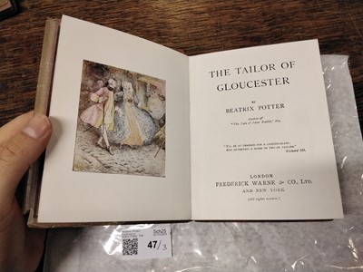 Lot 47 - Potter (Beatrix). The Tale of Two Bad Mice, 1st American edition, 1908, & 2 others, in glassine