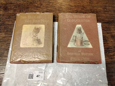 Lot 47 - Potter (Beatrix). The Tale of Two Bad Mice, 1st American edition, 1908, & 2 others, in glassine