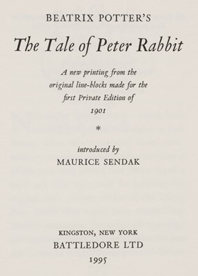 Lot 91 - (Maurice, introduction). Beatrix Potter's The Tale of Peter Rabbit, 1995, & 2 others