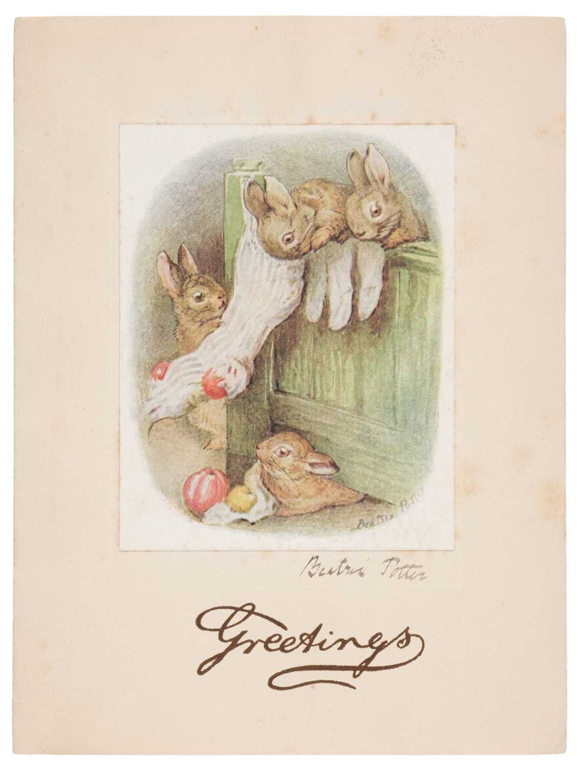 Lot 112 - Potter (Beatrix). Signed and Inscribed ICAA Christmas Card, 1938