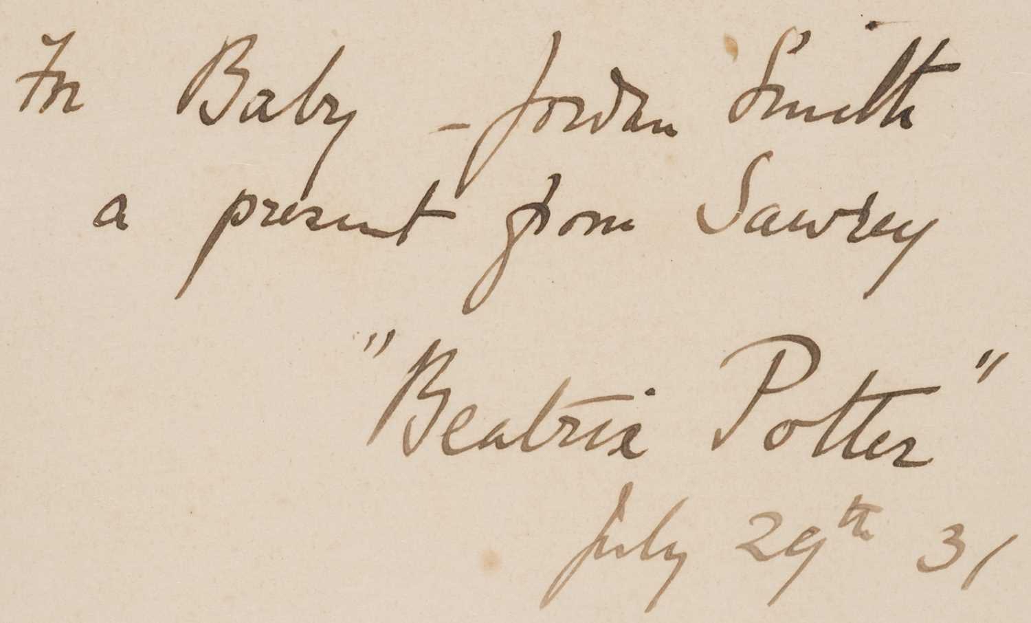 Lot 82 - Potter (Beatrix). The Tale of Pigling Bland, circa 1931, inscribed by the author