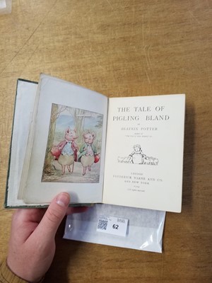 Lot 62 - Potter (Beatrix). The Tale of Pigling Bland, 1st edition, 1913, inscribed by the author