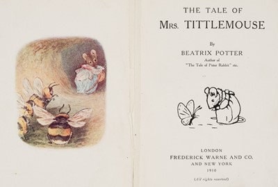 Lot 53 - Potter (Beatrix). The Tale of Mrs Tittlemouse, 1st edition, 1910, inscribed by author