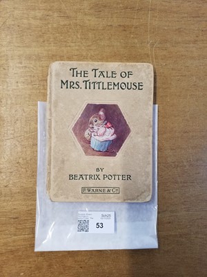 Lot 53 - Potter (Beatrix). The Tale of Mrs Tittlemouse, 1st edition, 1910, inscribed by author