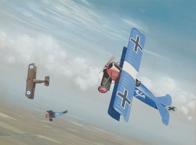 Lot 160 - Woodcock (Keith, 1940 -). Dogfight, gouache and watercolour on paper