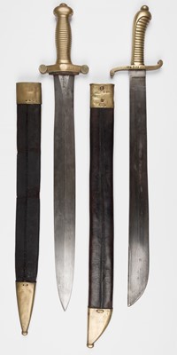 Lot 399 - Sidearm. A Saxon M1845 Fusiliers Falchion and French sidearm