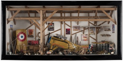 Lot 122 - Aviation diorama. A fine aircraft workshop diorama by Patrick Richard, circa 1999
