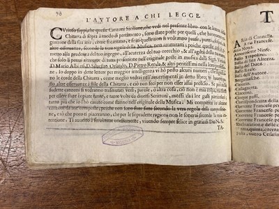 Lot 270 - Micheli (Antonino di, 1615-1680). La Nuova Chitarra di Regole..., 1st edition, Palermo, 1680