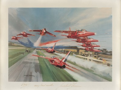 Lot 158 - Turner (Michael, 1934 -). The Red Arrows, colour print, signed and dedicated