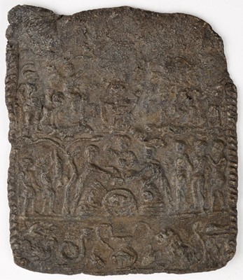 Lot 672 - Roman. A Roman Danubian Lead Votive Plaque with Sol and Helen of Troy, 3rd century A.D