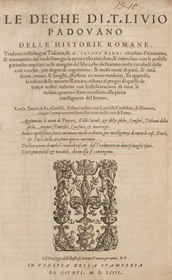 Lot 242 - Livius (Titus). Le Deche di T. Livio Padovano delle Historie Romane..., 1554