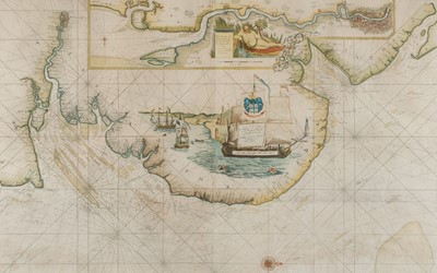 Lot 129 - River Thames. Collins (Capt. Greenville), Untitled map of the East coast of England, circa 1700