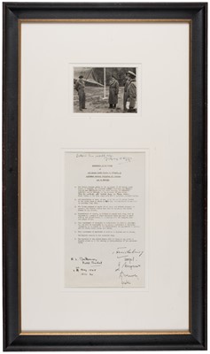 Lot 257 - World War II German Surrender Document. Signed, photostat Instrument of Surrender...