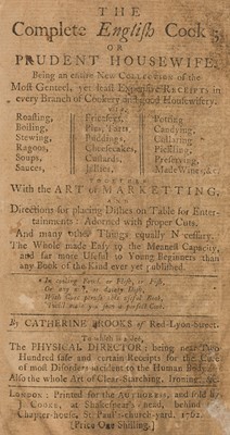 Lot 279 - Brooks (Catherine). The Complete English Cook; Or Prudent Housewife, 1st ed., 1762