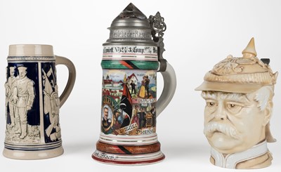 Lot 275 - German steins. A collection of WWI period and later steins