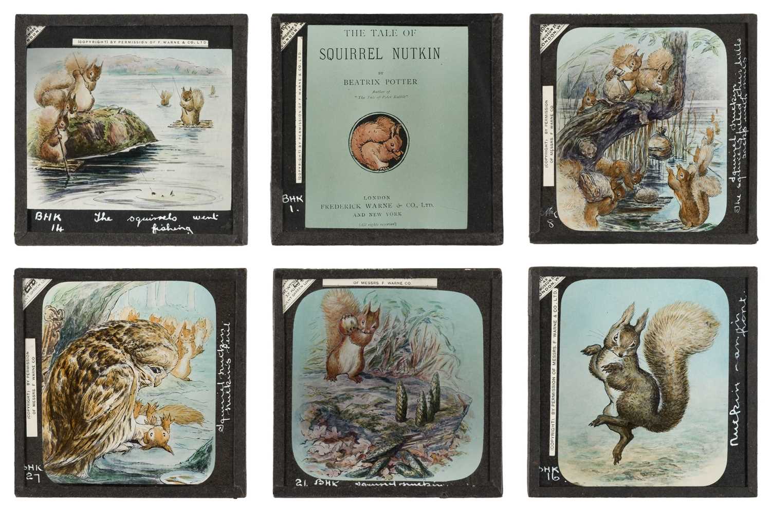 Lot 145 - Potter (Beatrix). A set of magic lantern slides of Squirrel Nutkin, circa 1920s, & others
