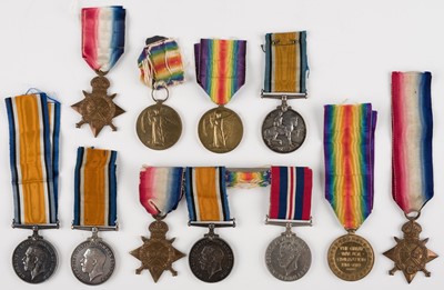 Lot 217 - Irish medals. A group of three WWI medals to Private I. Parker, Royal Irish Rifles