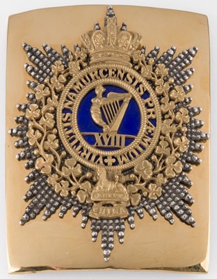Lot 505 - The Royal Irish. A fine Victorian 18th Foot gilt metal shoulder belt plate