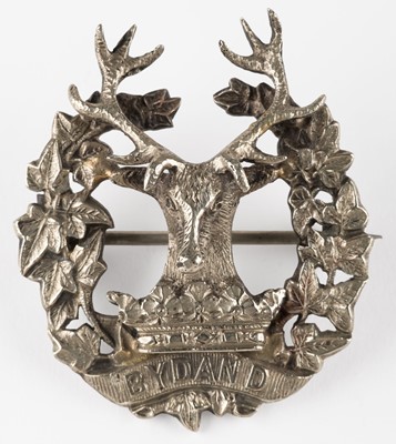 Lot 463 - Gordon Highlanders. A Victorian Scottish white metal Glengarry badge