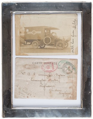 Lot 249 - Ambulance Station. A WWI black and white photographic postcard showing an ambulance