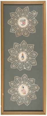 Lot 125 - Potter (Beatrix, 1866-1943). Set of 6 hand-painted doilies after Beatrix Potter, circa 1920