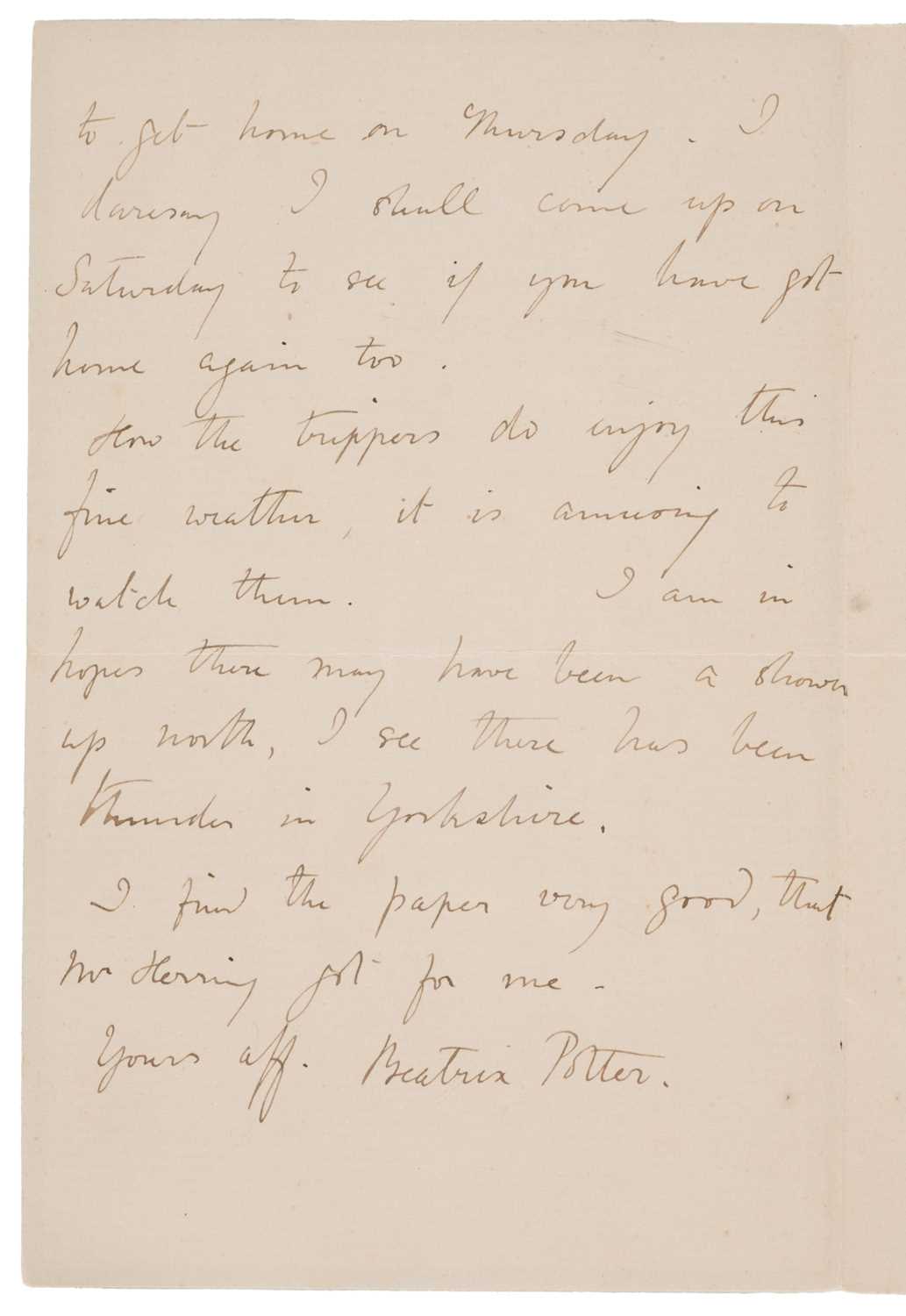 Lot 95 - Potter (Beatrix). Autograph Letter Signed, [summer, 1906]