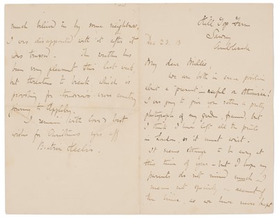Lot 101 - Potter (Beatrix). Autograph Letter Signed, 23 December 1913