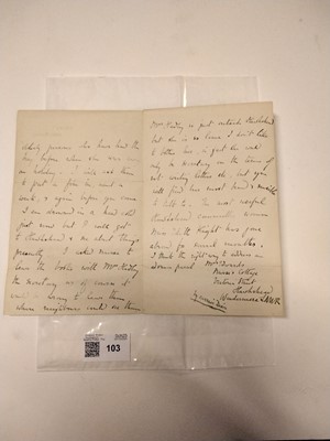 Lot 103 - Potter (Beatrix). Autograph Letter Signed, 3 March 1924
