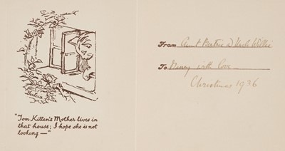Lot 111 - Potter (Beatrix). Signed and Inscribed ICAA Christmas Card, 1936