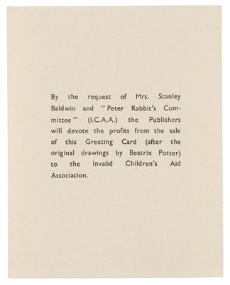 Lot 107 - Potter (Beatrix). Greetings card, circa 1932