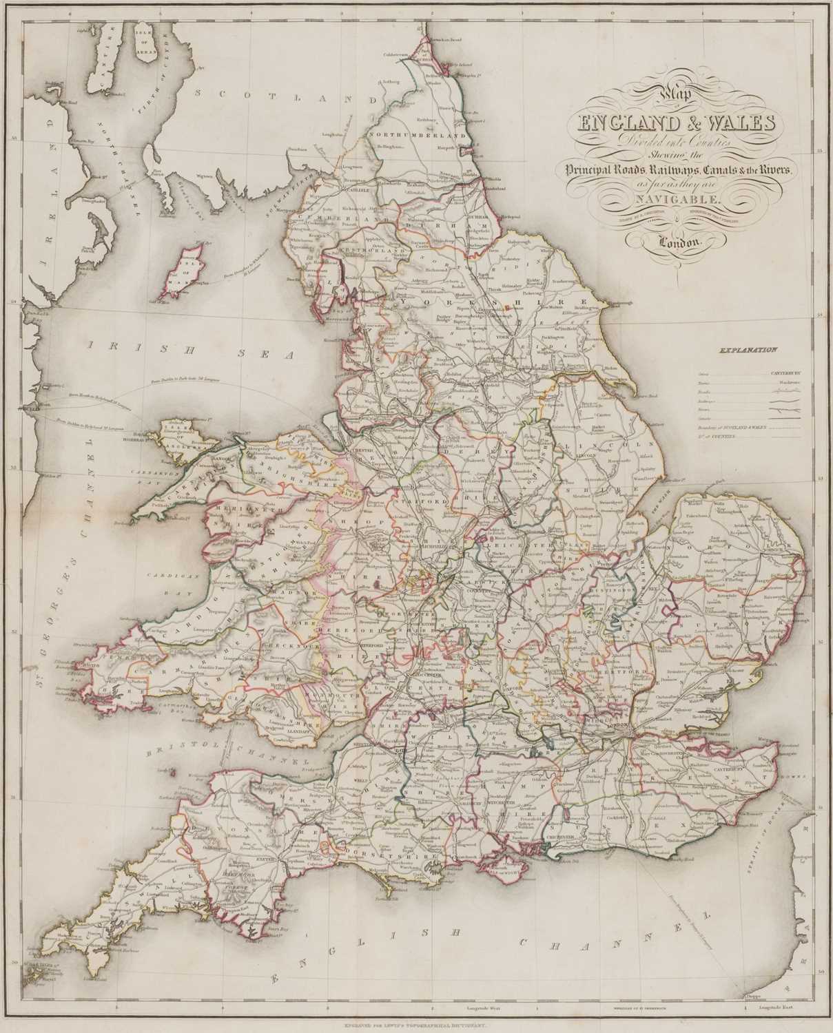 Lot 23 - Lewis (Samuel). A Topographical Dictionary of England, 4 vols & Atlas, 1842