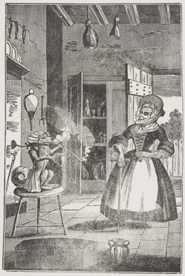 Lot 146 - Attributed to George Cruikshank (1792-1878). Old Mother Hubbard and Her Dog