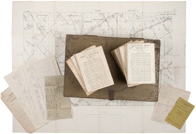 Lot 247 - Trench maps. WWI British trench maps, 27 linen-backed maps of the Western Front circa 1916-17