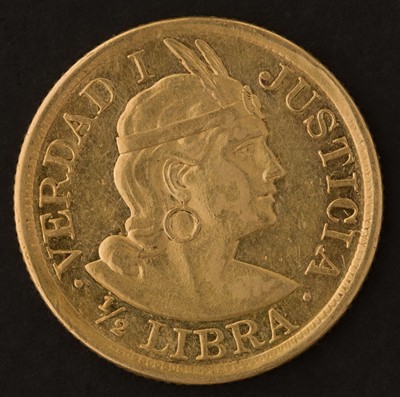 Lot 192 - Peru, 1/2 Libra, 1903, gold coin