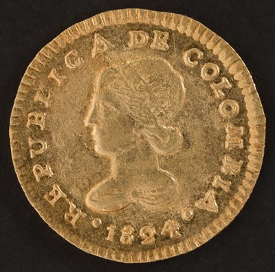 Lot 191 - Columbia. 1 Escudo, 1824, gold coin