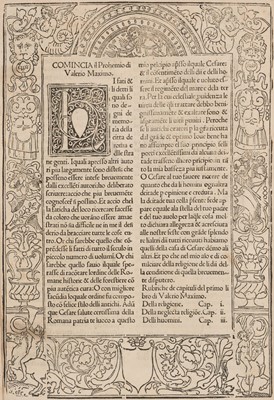 Lot 231 - Valerius Maximus. Valerio Maximo volgare novamente correcto, Venice, 1509