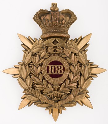 Lot 477 - Madras Infantry. A Victorian helmet plate of the 108th (Madras Infantry) Regiment, circa 1878-81