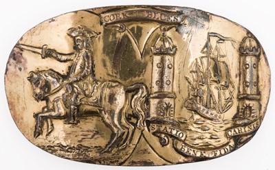 Lot 458 - Cork Militia. A George III Irish gilt brass shoulder cross belt plate, mid to late 18th century