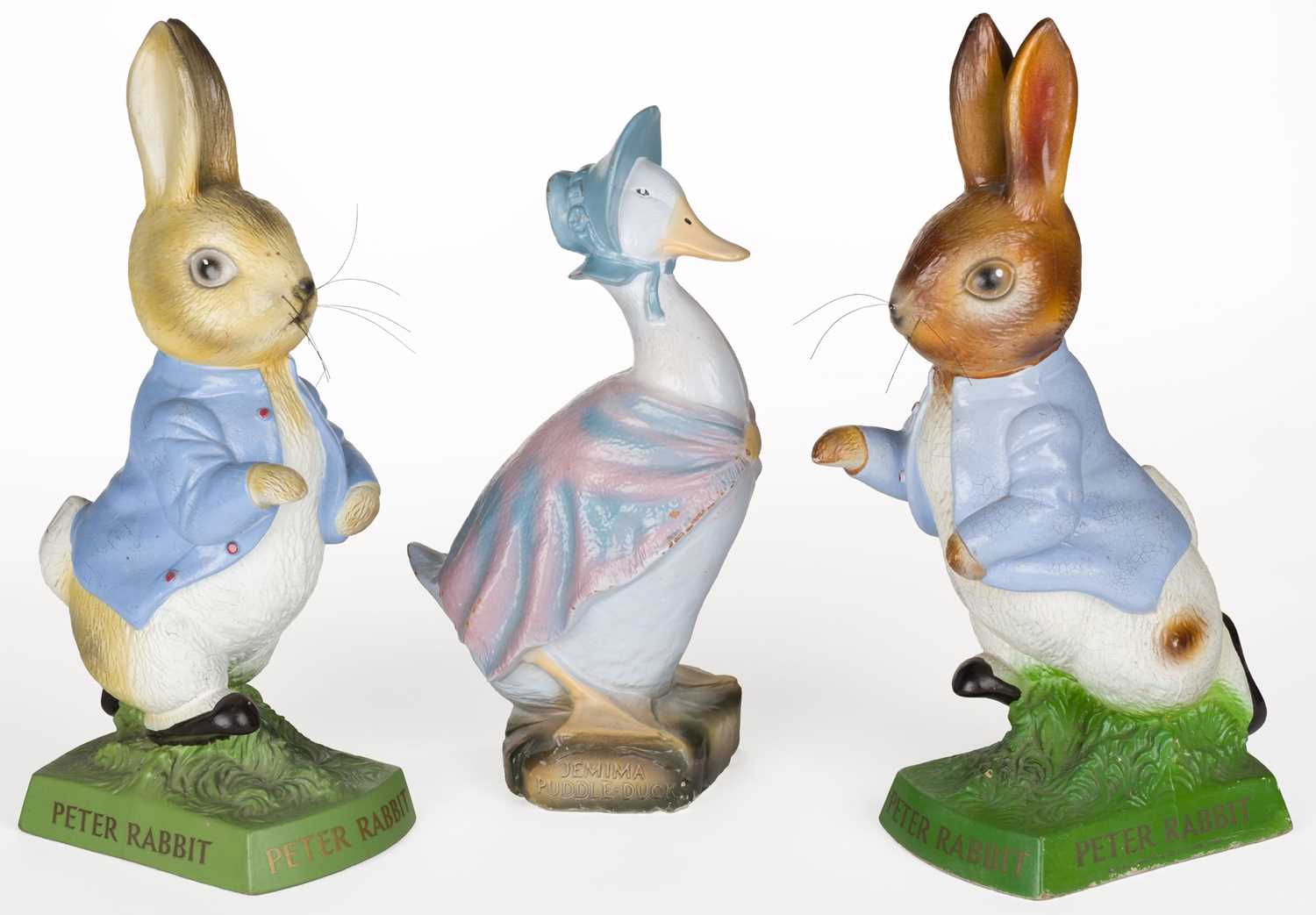 Lot 156 - Shop Display Figures. Peter Rabbit, and Jemima Puddle-Duck, by Nedus Ltd, circa 1955