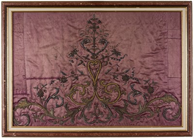Lot 503 - Ottoman Embroidery. A metalwork silk panel, late 18th/early 19th century