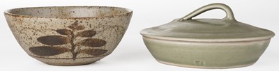 Lot 596 - Leach (David, 1911-2005). A stoneware bowl for Lowerdown Potterty and Leach Pottery butter dish