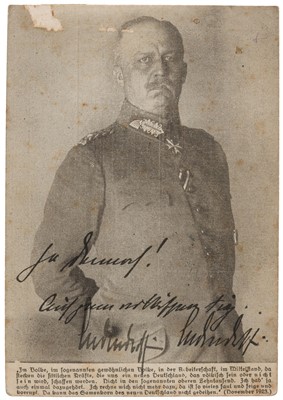 Lot 298 - Ludendorff (Erich, 1865-1937). Vintage signed postcard photograph, c. 1920s