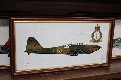 Lot 4 - Aircraft glass profiles. 16 side aircraft profile paintings by Steven Foster