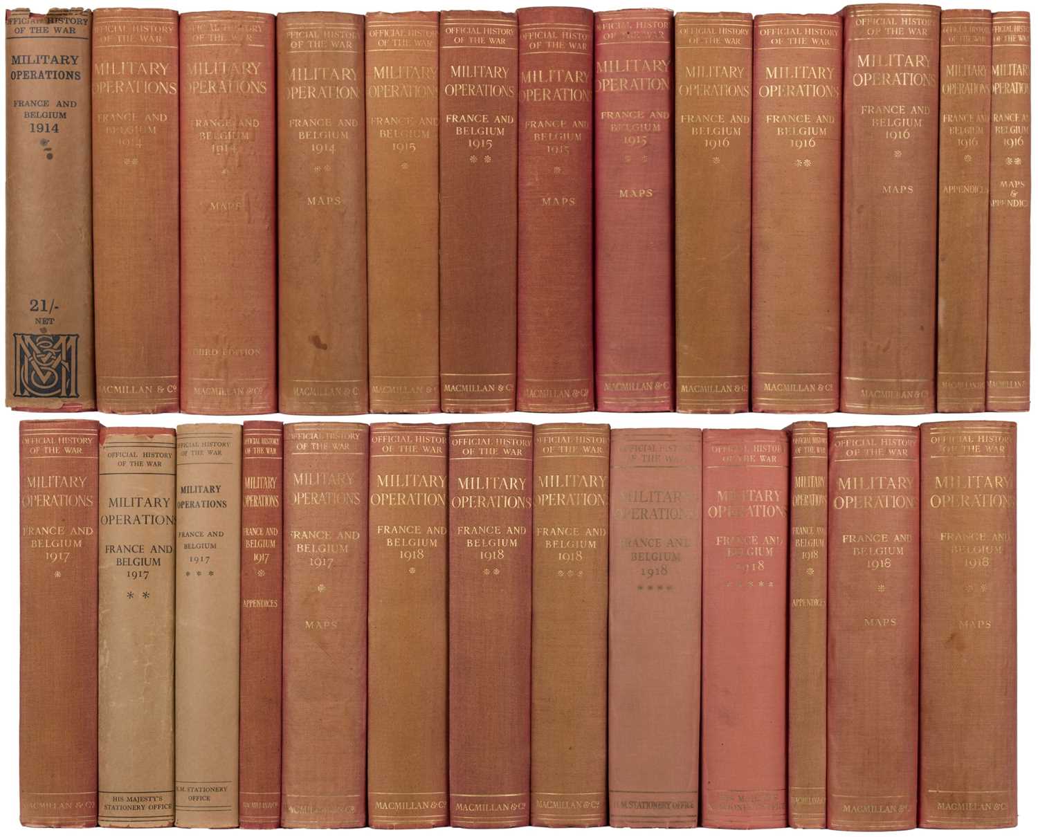 Lot 25 - Edmonds (J. E. & others). Military Operations in France and Belgium, 26 volumes, 1925-48